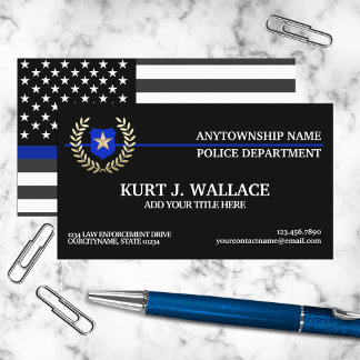 Thin Blue Line Police Flag Custom Business Card
