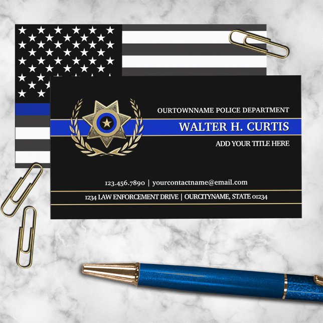 Thin Blue Line Police Flag Custom Business Card (Creator Uploaded)