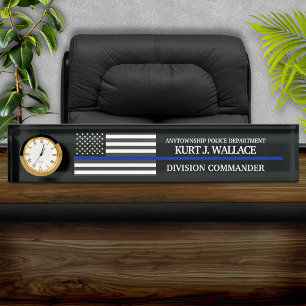 Thin Blue Line Police Flag Nameplate