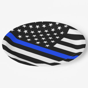 Thin Blue Line Police Flag Paper Plate