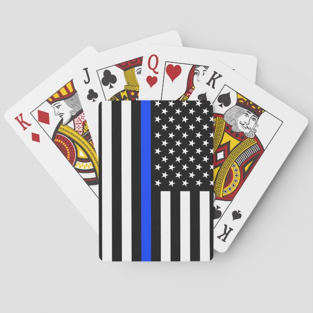 Thin Blue Line Police Flag Playing Cards (Back)