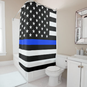 Thin Blue Line Police Flag Shower Curtain