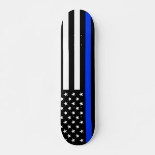 Thin Blue Line Police Flag Skateboard
