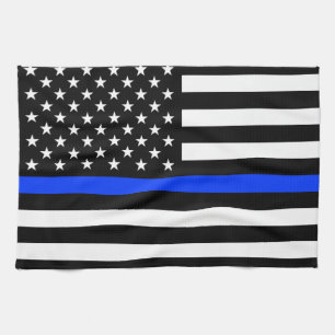 Thin Blue Line Police Flag Tea Towel