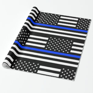 Thin Blue Line Police Flag Wrapping Paper