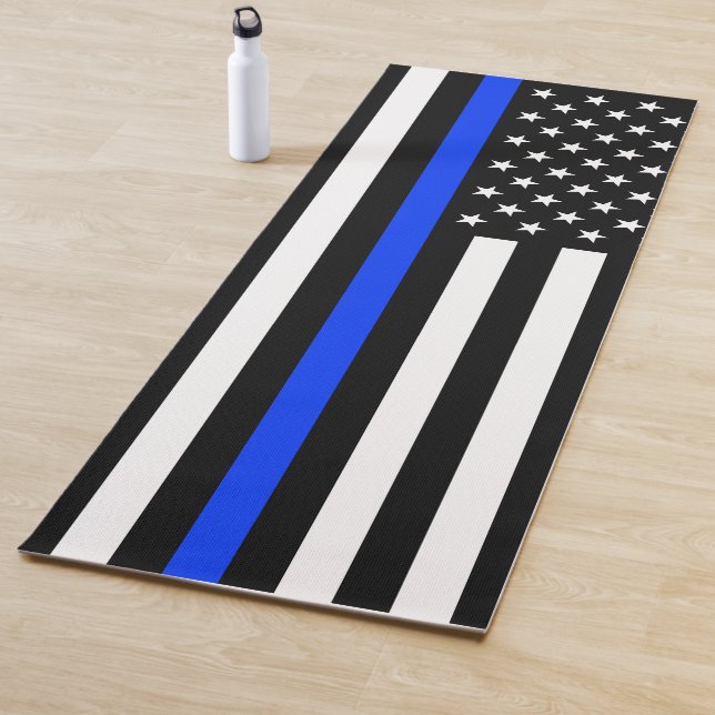 Thin Blue Line Police Flag Yoga Mat (In Situ)