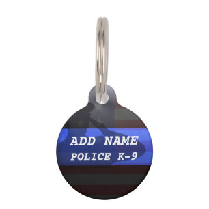 Thin Blue Line Police K9 Dog Tag