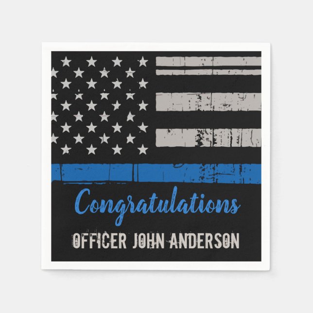 Thin Blue Line Police Law Enforcement Party Napkin (Front)