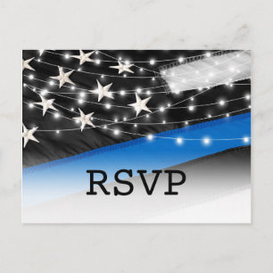 Thin Blue Line   Police Law Enforcement RSVP Invitation Postcard