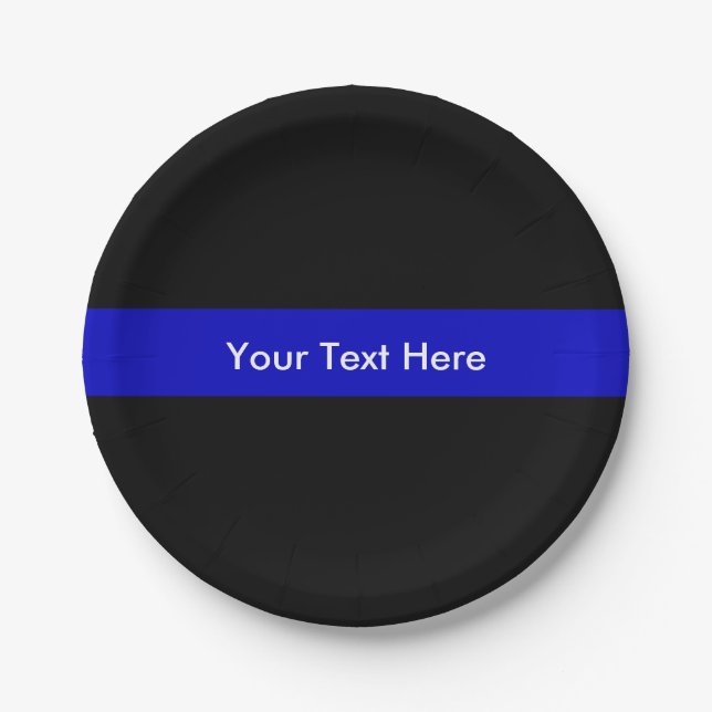 Thin Blue Line police Law Support Paper Plate (Front)