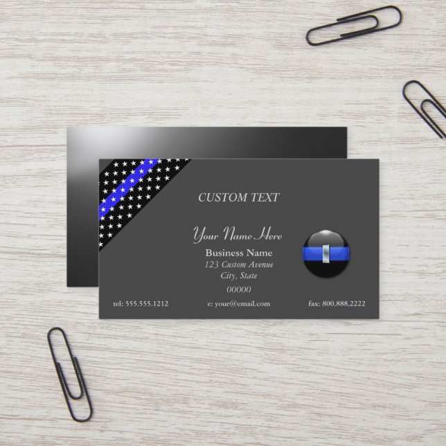 Thin Blue Line Police Lieutenant Business Card (Front/Back In Situ)