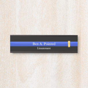 Thin Blue Line - Police Lieutenant Rank  Door Sign
