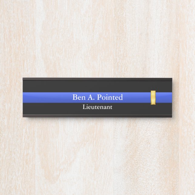Thin Blue Line - Police Lieutenant Rank  Door Sign (Front)