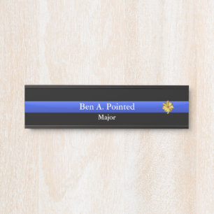Thin Blue Line - Police Major Rank  Door Sign