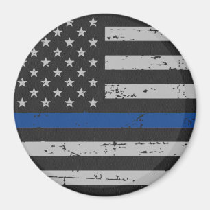 Thin Blue Line - Police Officer - American Flag Magnet