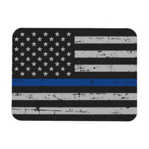 Thin Blue Line - Police Officer - American Flag Magnet