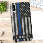Thin Blue Line Police Officer  iPhone XS Max Case<br><div class="desc">Thin Blue Line iPhone case - American flag in Police Flag colours, distressed design . Personalise with Officer's name. This personalised police otter box phone case is perfect for all policeman, law enforcement and police departments, police supporters, and police wife's and moms. COPYRIGHT © 2020 Judy Burrows, Black Dog Art...</div>