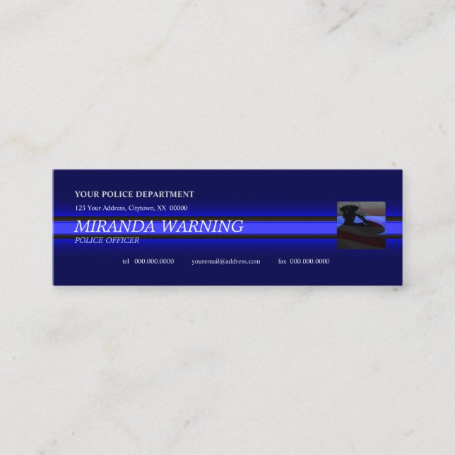 Thin Blue Line Police Officer Custom Business Card (Front)