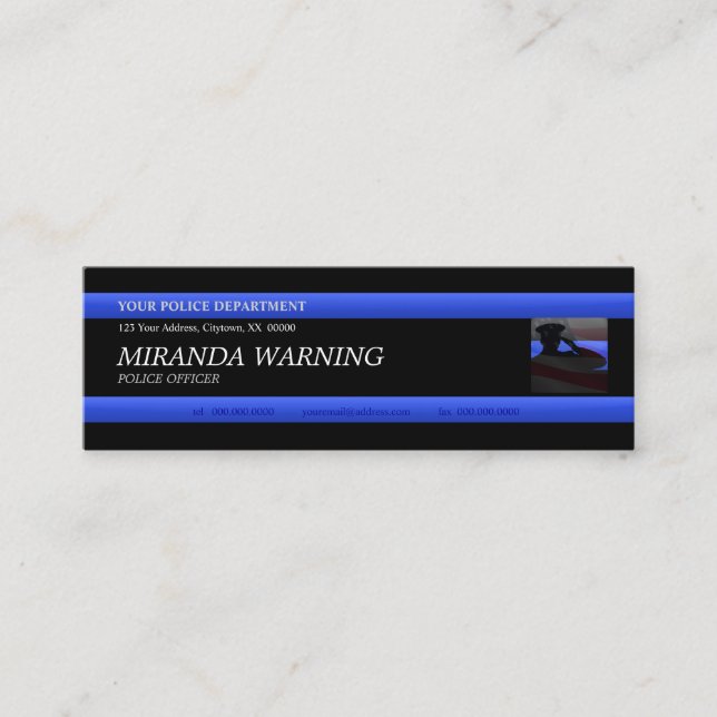 Thin Blue Line Police Officer Custom Business Card (Front)
