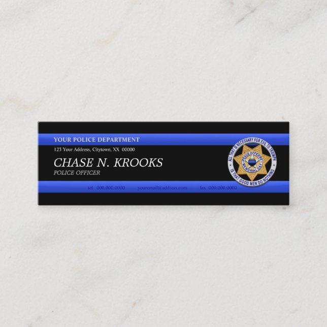 Thin Blue Line Police Officer Custom Business Card (Front)