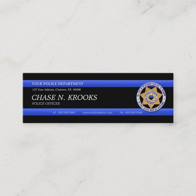 Thin Blue Line Police Officer Custom Business Card (Front)