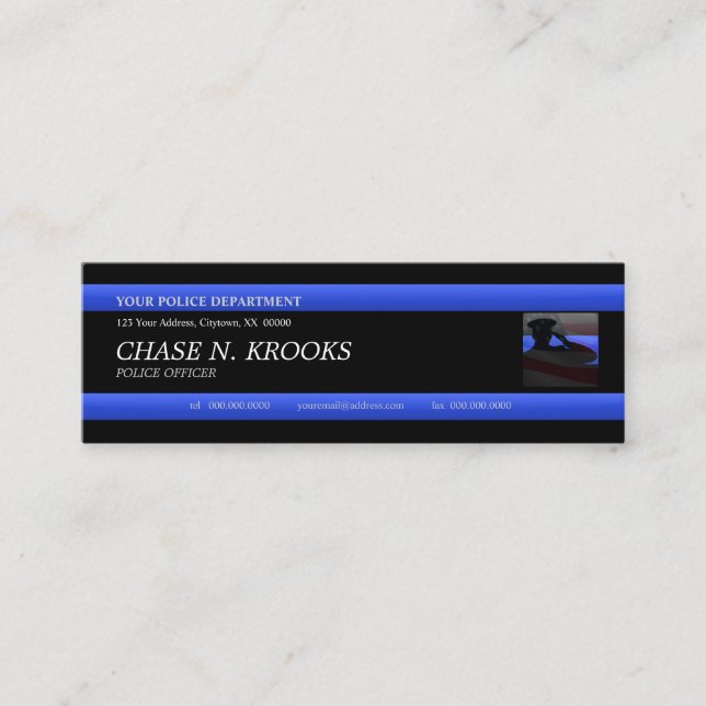 Thin Blue Line Police Officer Custom Business Card (Front)