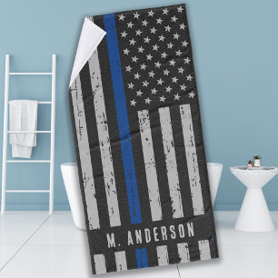 Thin Blue Line - Police Officer - K9 Police Dog Bath Towel