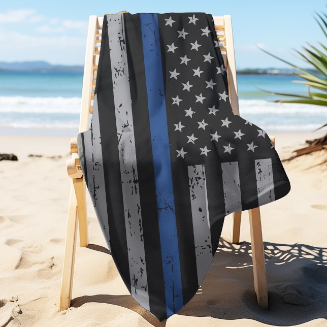 Thin Blue Line - Police Officer - K9 Police Dog Bath Towel (Creator Uploaded)