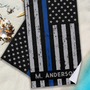 Thin Blue Line - Police Officer - K9 Police Dog Beach Towel