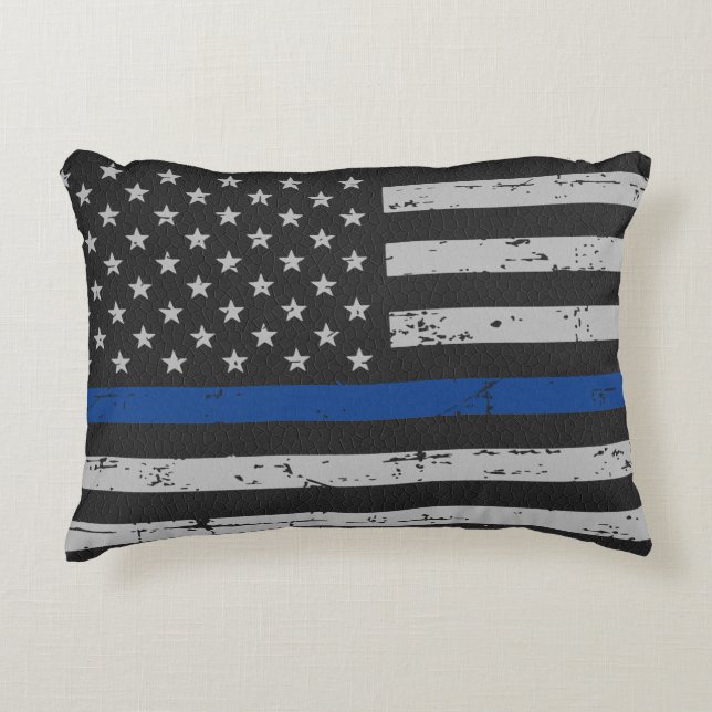 Thin Blue Line - Police Officer - Law Enforcement Decorative Cushion (Front)