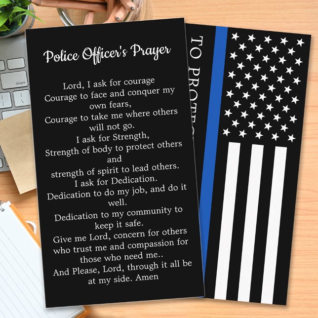 Thin Blue Line Police Officer Prayer Bulk Business Card (Creator Uploaded)