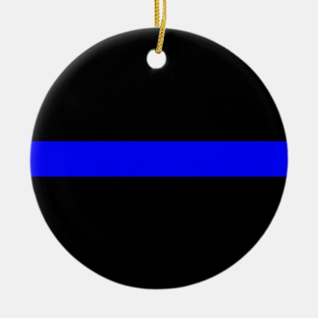 Thin Blue Line Police Officers Memorial Flag Ceramic Tree Decoration (Front)