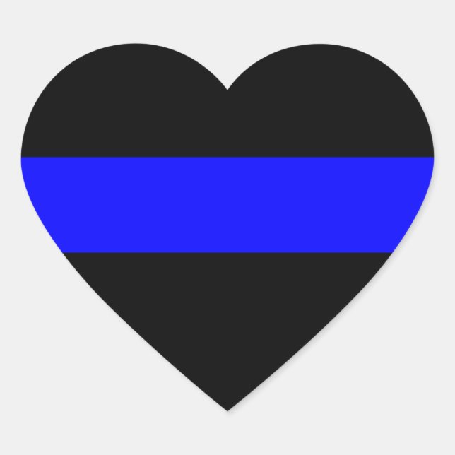 Thin Blue Line Police Officers Memorial Flag Heart Sticker (Front)