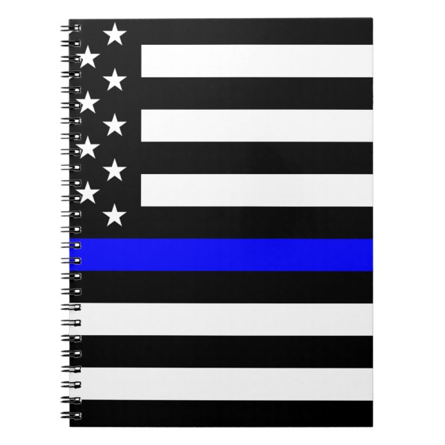 Thin Blue Line Police Officers Memorial Flag Notebook (Front)