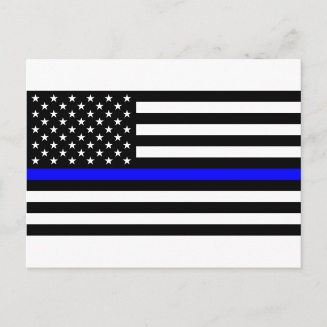 Thin Blue Line Police Officers Memorial Flag Postcard (Front)