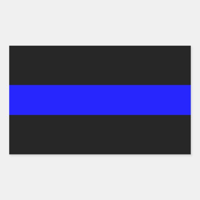 Thin Blue Line Police Officers Memorial Flag Rectangular Sticker (Front)