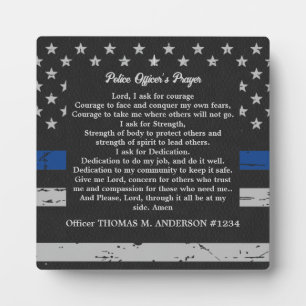 Thin Blue Line Police Officer's Prayer Plaque