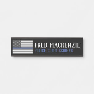 Thin Blue Line Police Patriotic Office Door Sign