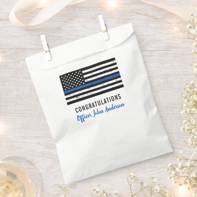 Thin Blue Line Police Retirement Law Enforcement Favour Bags (Clipped)