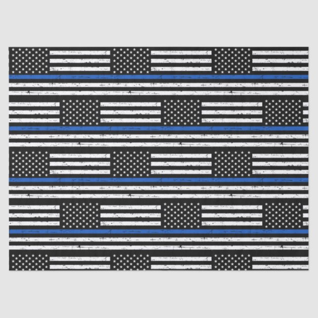 Thin Blue Line Police Retirement Law Enforcement Tissue Paper (Front)