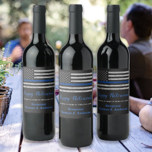 Thin Blue Line Police Retirement P Congratulations Wine Label