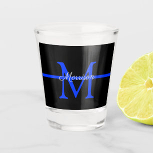 Thin Blue Line Police Retirement Party Monogram Shot Glass