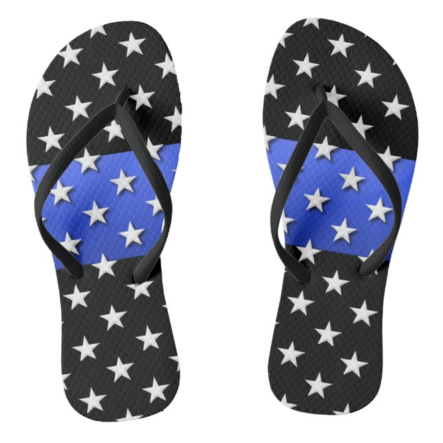 Thin Blue Line Police Stars and Stripes Flip Flops (Footbed)