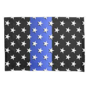Thin Blue Line Police Stars and Stripes Pillowcase