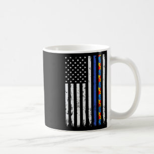 Thin Blue Line Police Support Autism 4th July Mum Coffee Mug