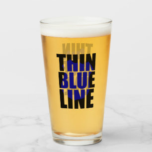 Thin Blue Line Police Support Badge Glass