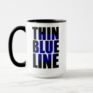 Thin Blue Line Police Support Badge Mug