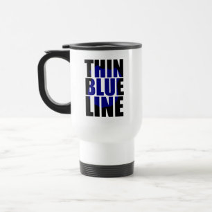 Thin Blue Line Police Support Badge Travel Mug