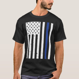 Thin Blue Line Police USA Flag T-Shirt