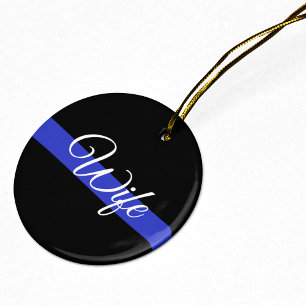 Thin Blue Line: Police Wife Ceramic Tree Decoration